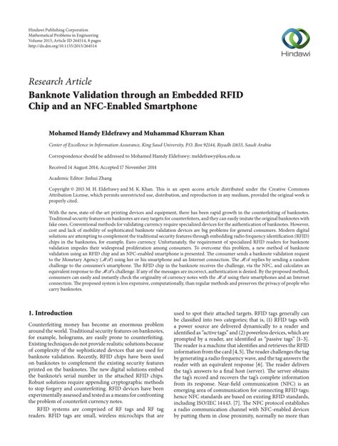 rfid chips in bank notes|Banknote Validation through an Embedded RFID Chip and an NF.